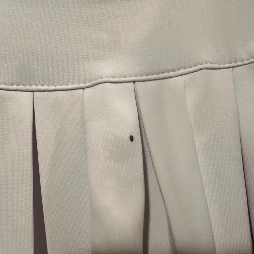 White Mini Skater Skirt with Pleats - Picture 2 of 3